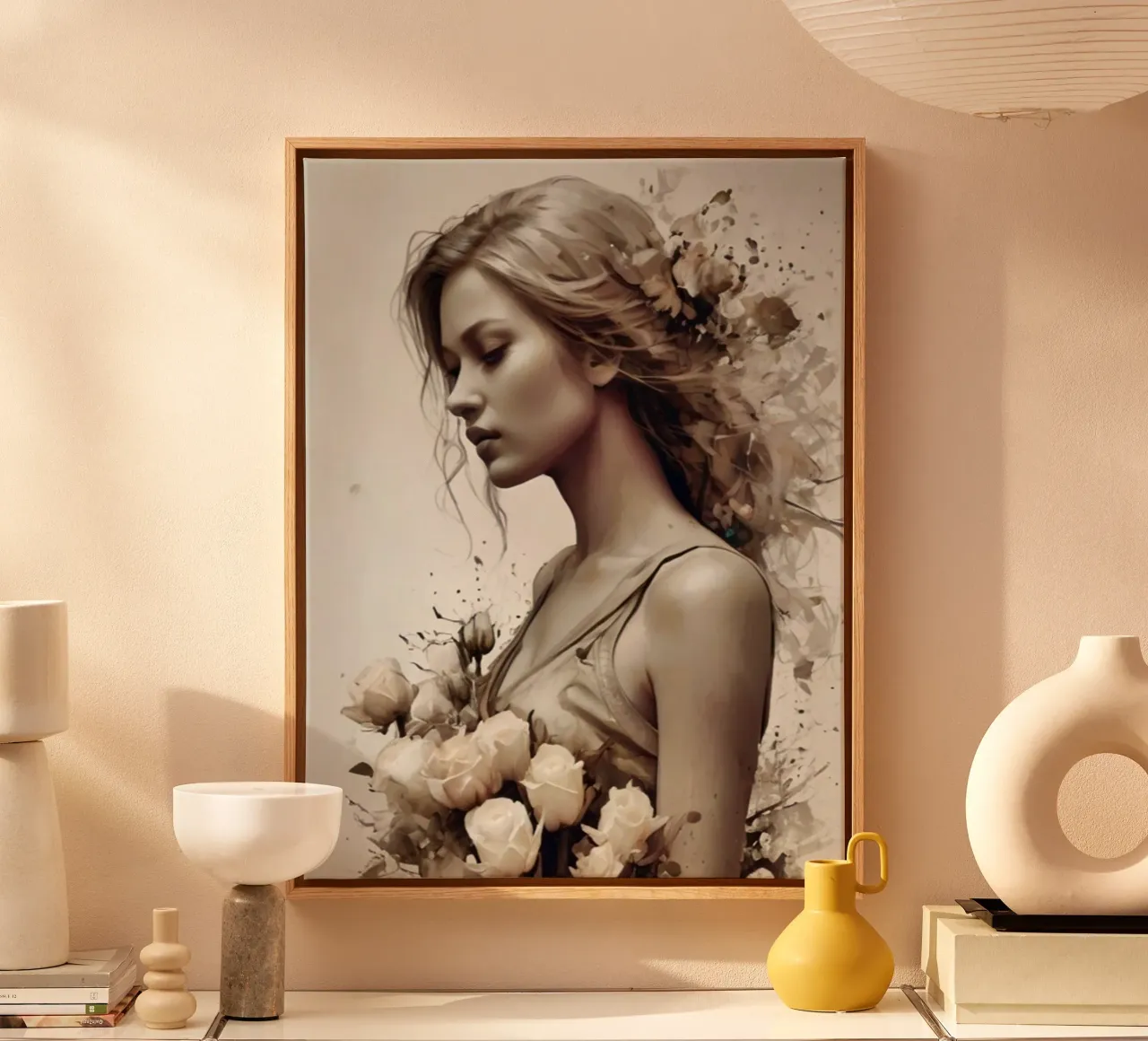 Ragazza dei fiori tela con Cornice a cassetta da ArtDesign by KBK