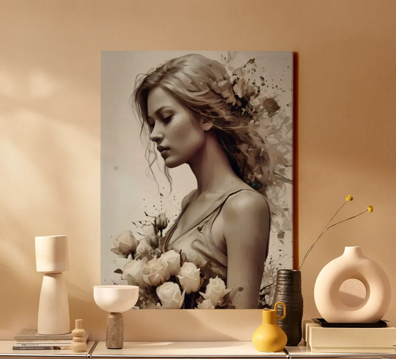 Ragazza dei fiori tela con Cornice a cassetta da ArtDesign by KBK