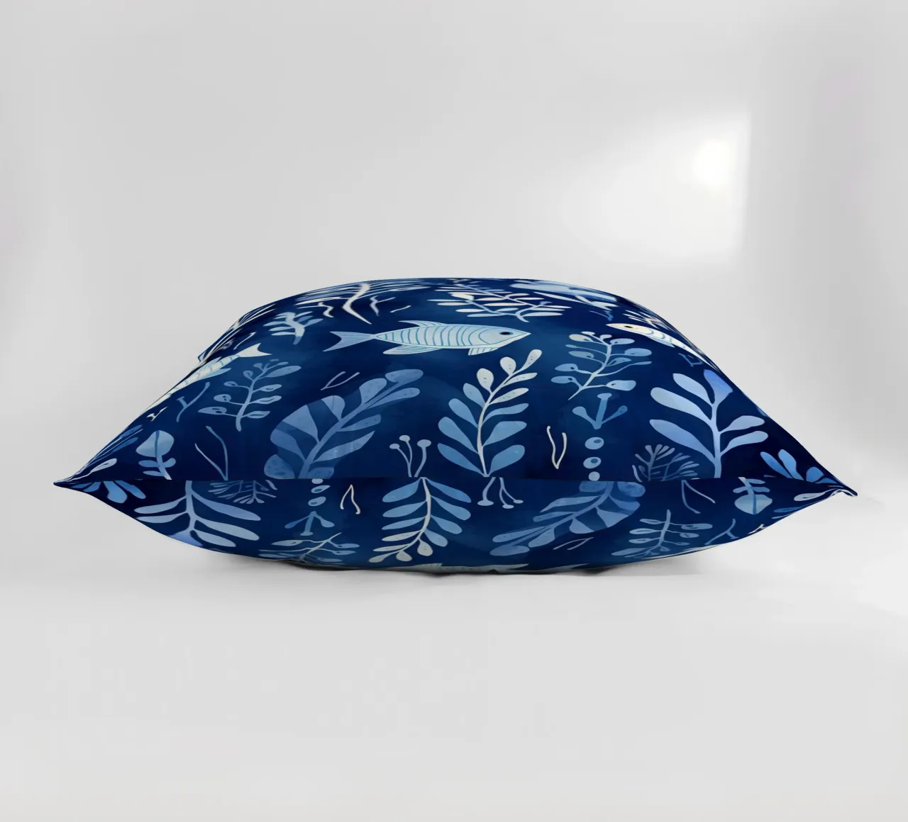Mondo subacqueo blu con piante + pesci | pattern design cuscino da Autofocus