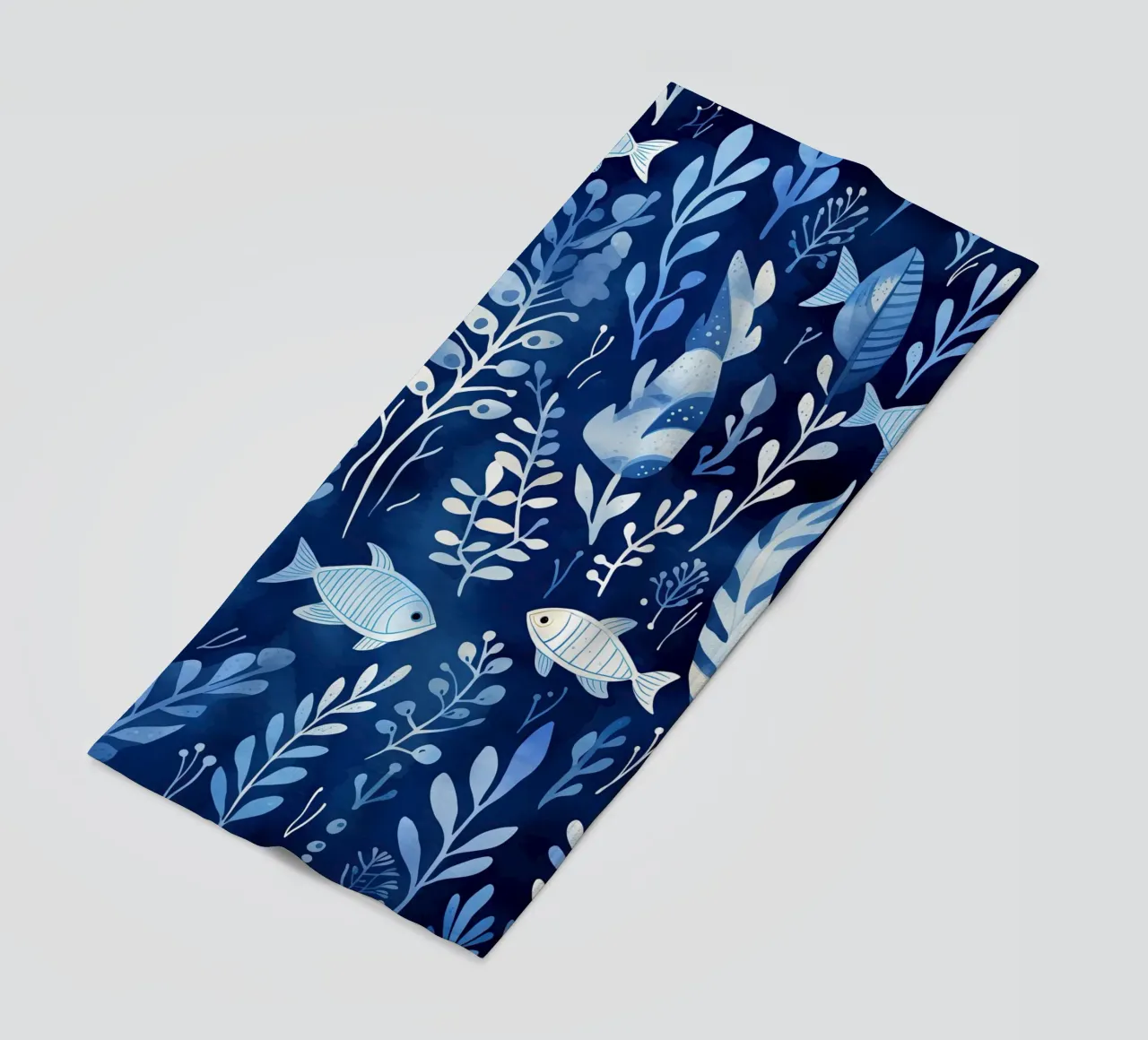 Mondo subacqueo blu con piante + pesci | pattern design telo mare da Autofocus