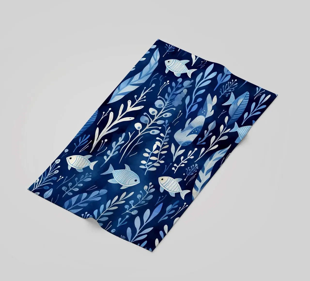 Mondo subacqueo blu con piante + pesci | pattern design telo mare da Autofocus