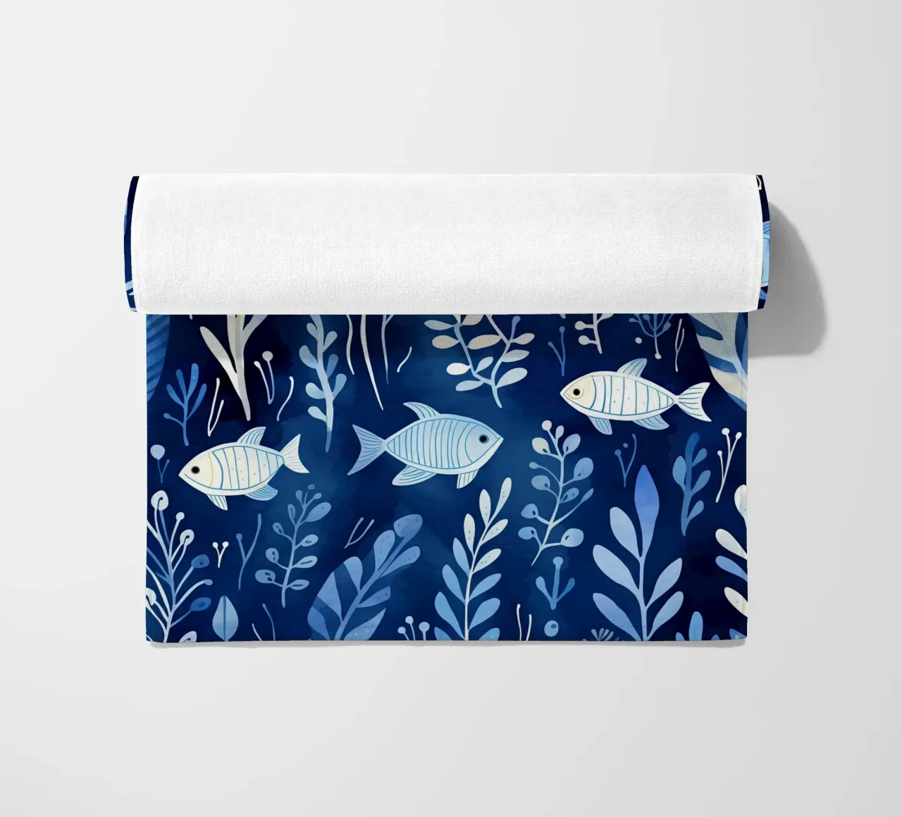 Mondo subacqueo blu con piante + pesci | pattern design telo mare da Autofocus