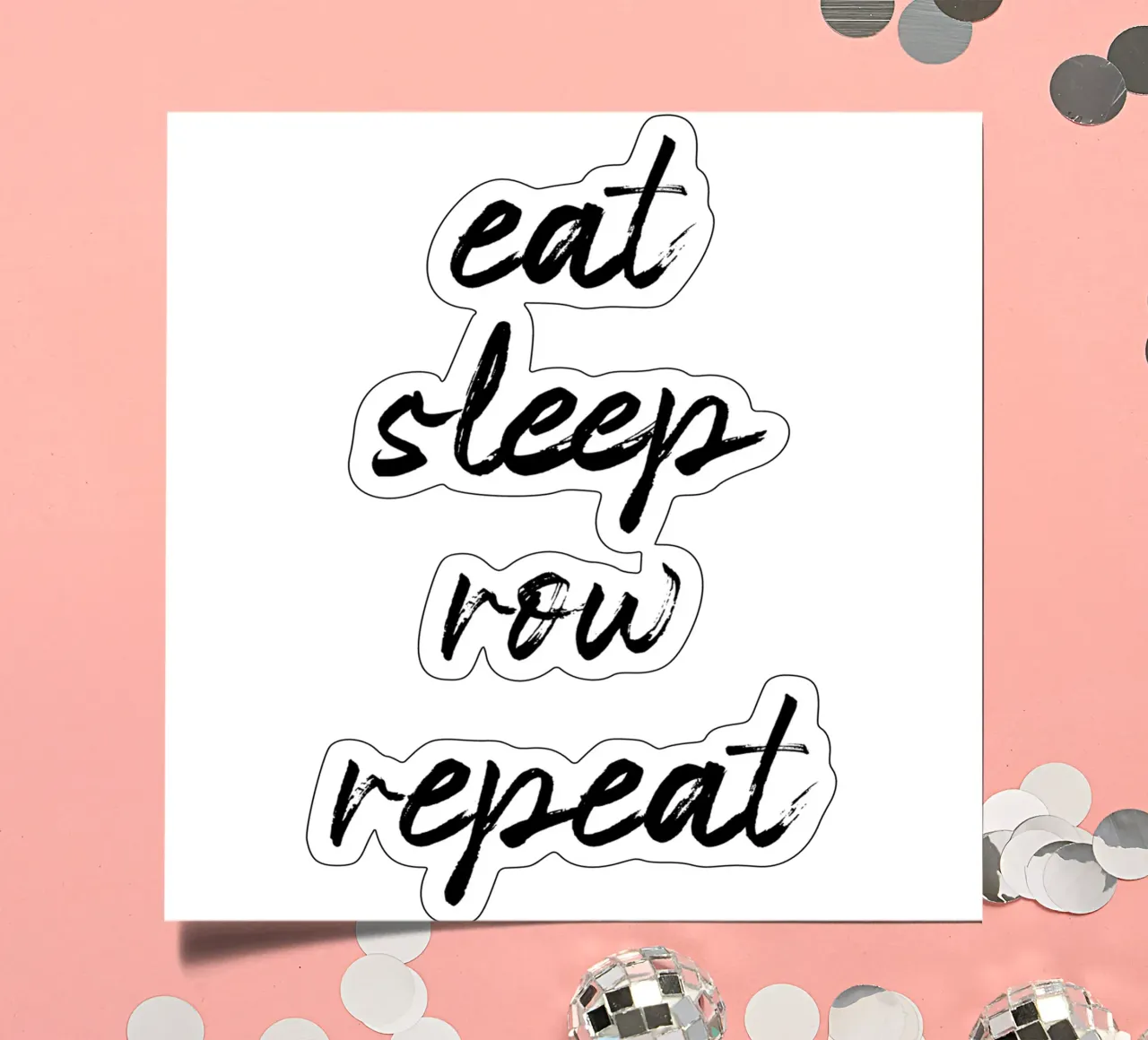 Eat Sleep Row Repeat Typography Word Art sticker sheet by Summer Soul Co. - Quotes