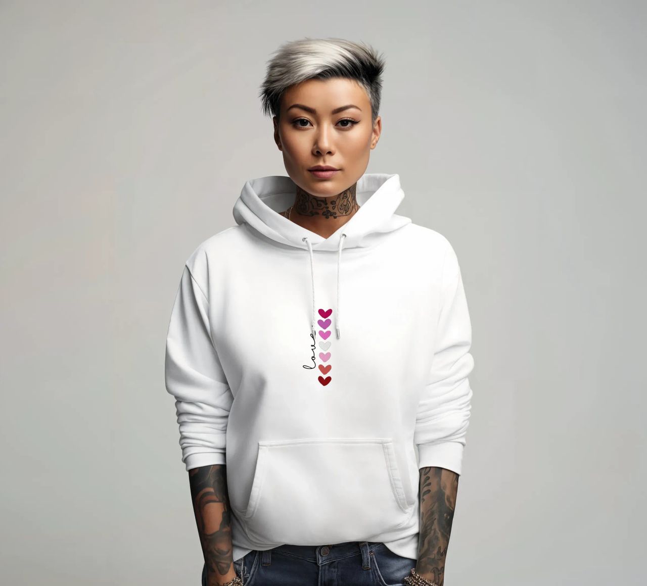 Scritte d'amore con cuori colorati felpa con cappuccio da ArtDesign by KBK
