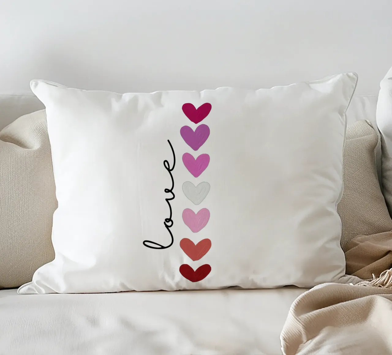 Scritte d'amore con cuori colorati cuscino da ArtDesign by KBK