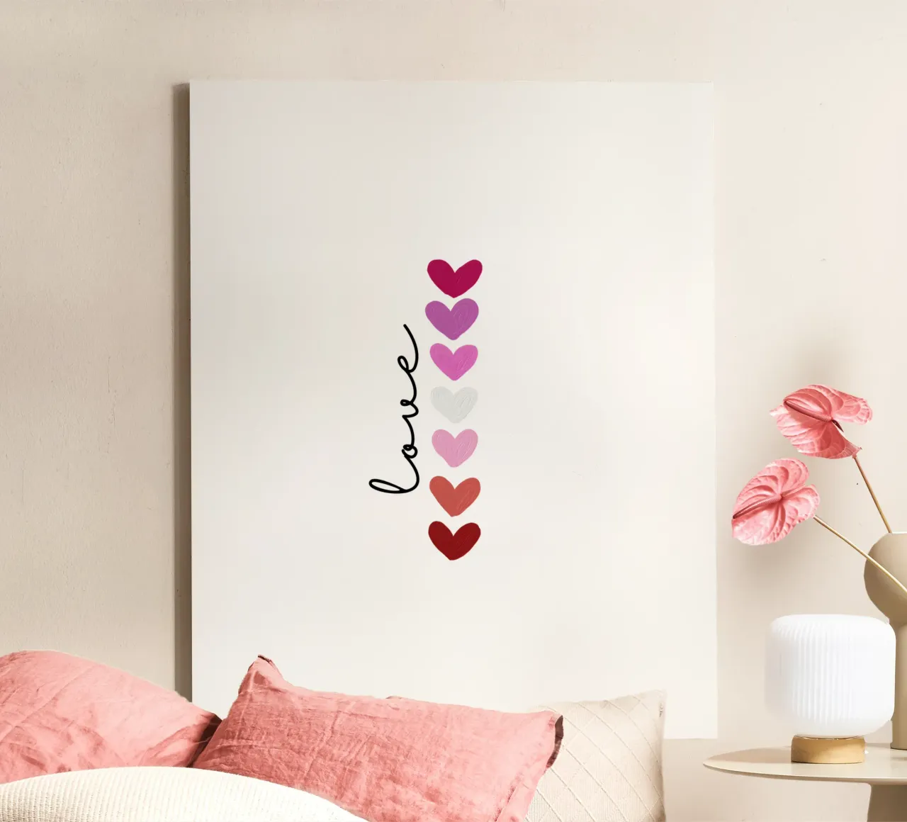 Scritte d'amore con cuori colorati tela con Cornice a cassetta da ArtDesign by KBK