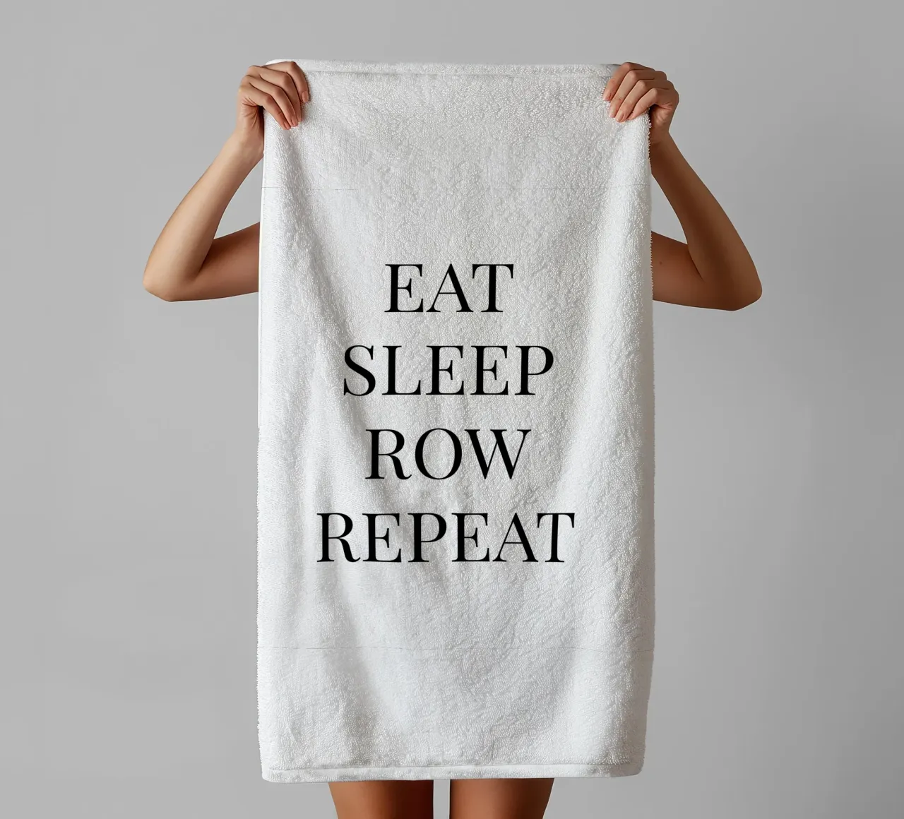 Eat Sleep Row Repeat Typographical Rowing Crew Word Art towel by Summer Soul Co. - Quotes