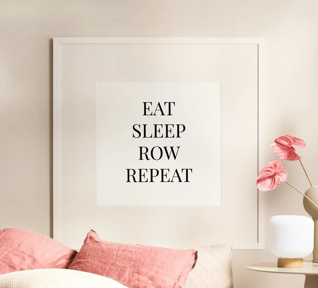 Eat Sleep Row Repeat (Mangiare, dormire, remare, ripetere): arte tipografica dell'equipaggio di canottaggio poster da Summer Soul Co. - Quotes