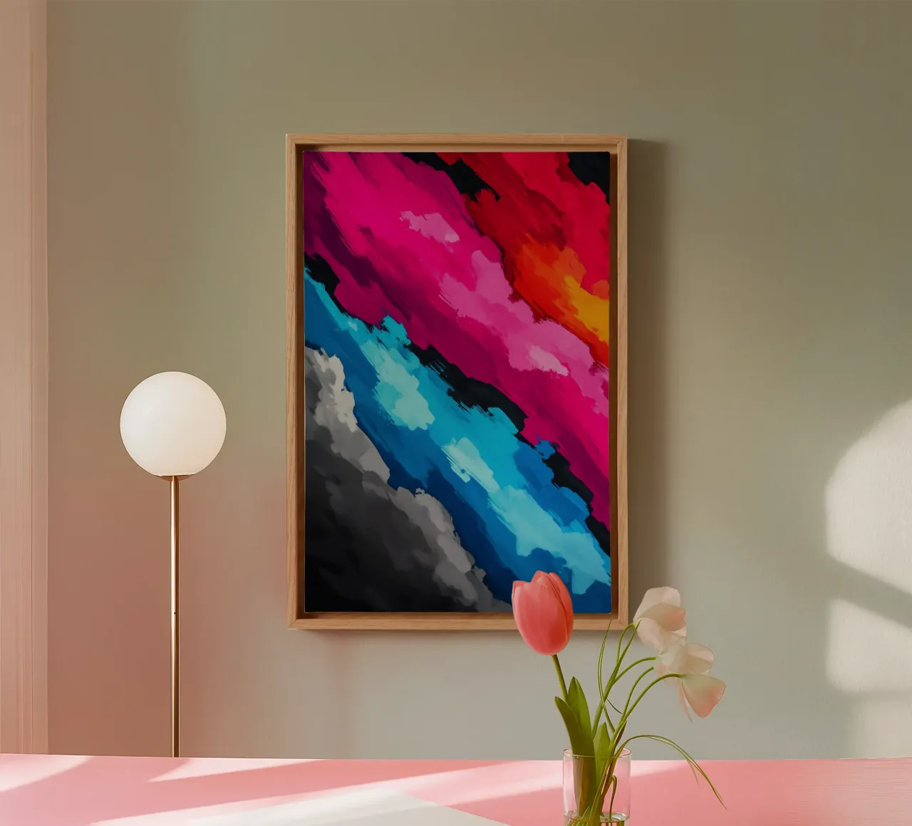 Explosion of colour in the sky of emotions canvas with Floater frame by melipo-art