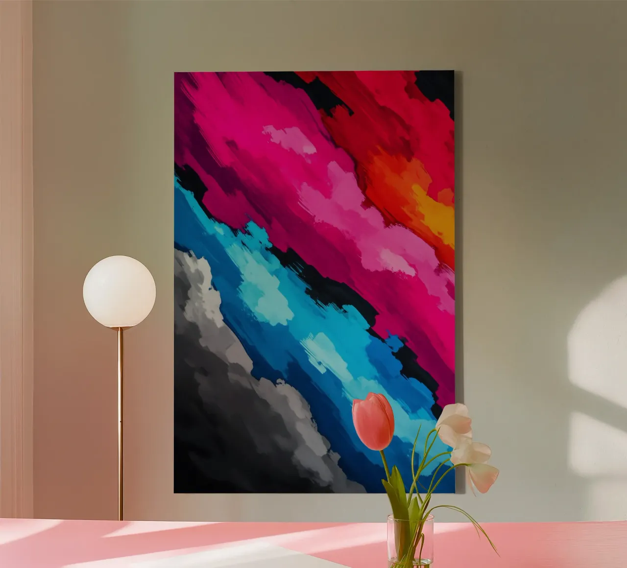 Explosion of colour in the sky of emotions canvas with Floater frame by melipo-art