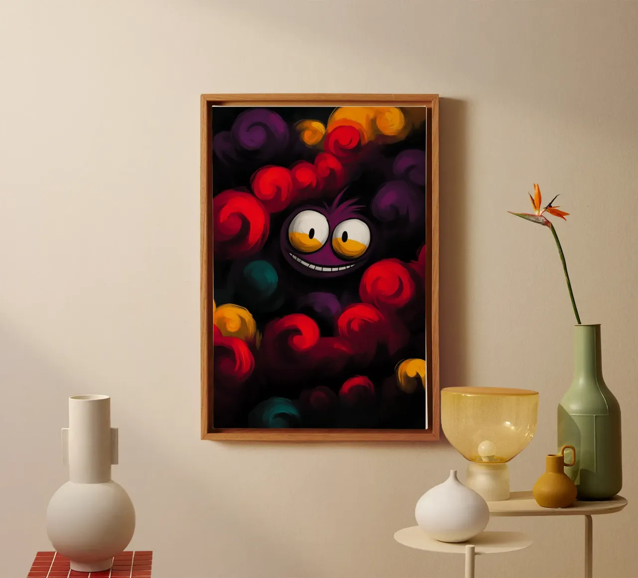 Playful darkness - The mischievous creature in the chaos canvas with Floater frame by melipo-art