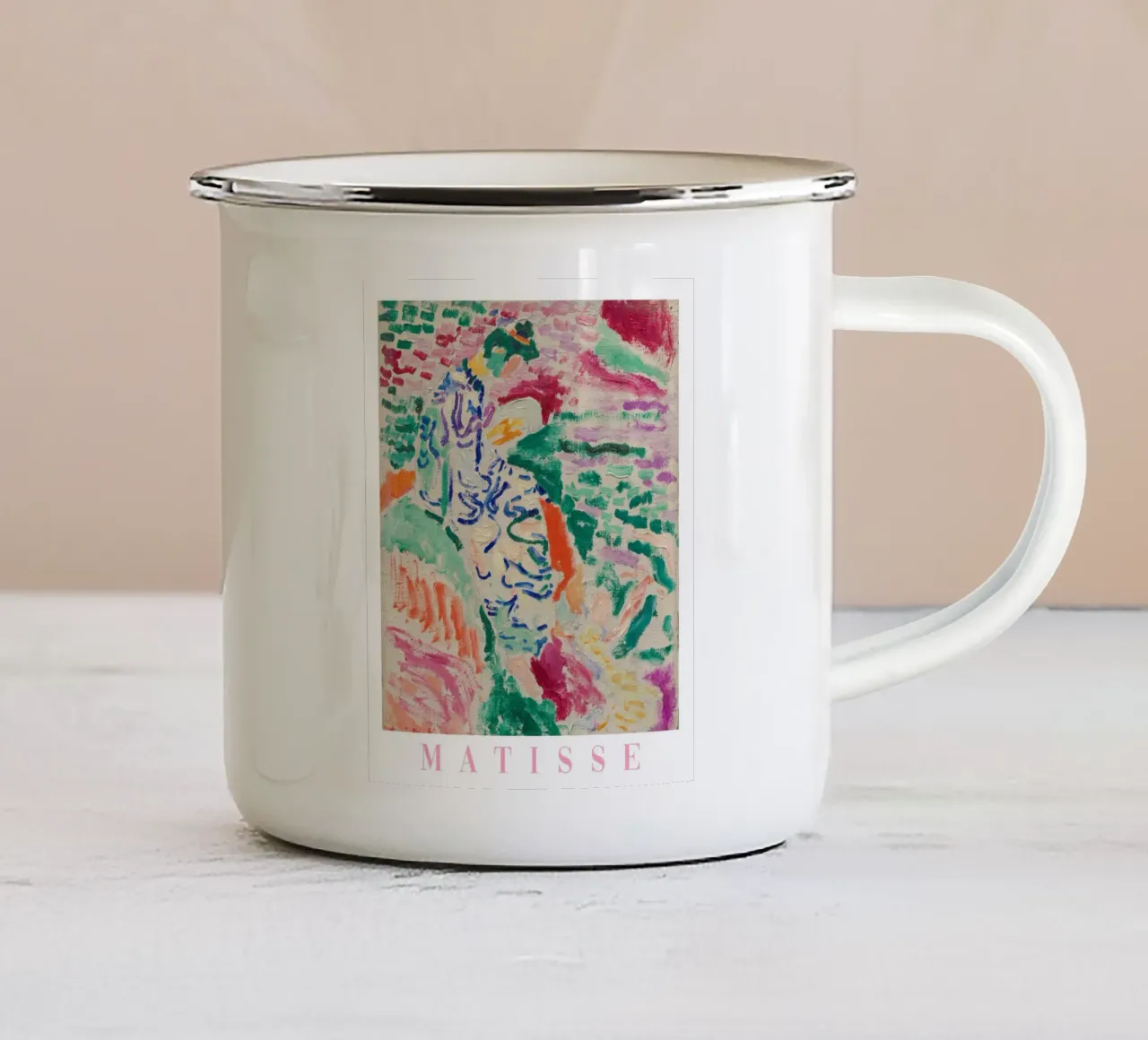 Henri Matisse Levendige Kunstdrukken, Kleurrijke Abstracte Kunst emaille mok van ArtHaus