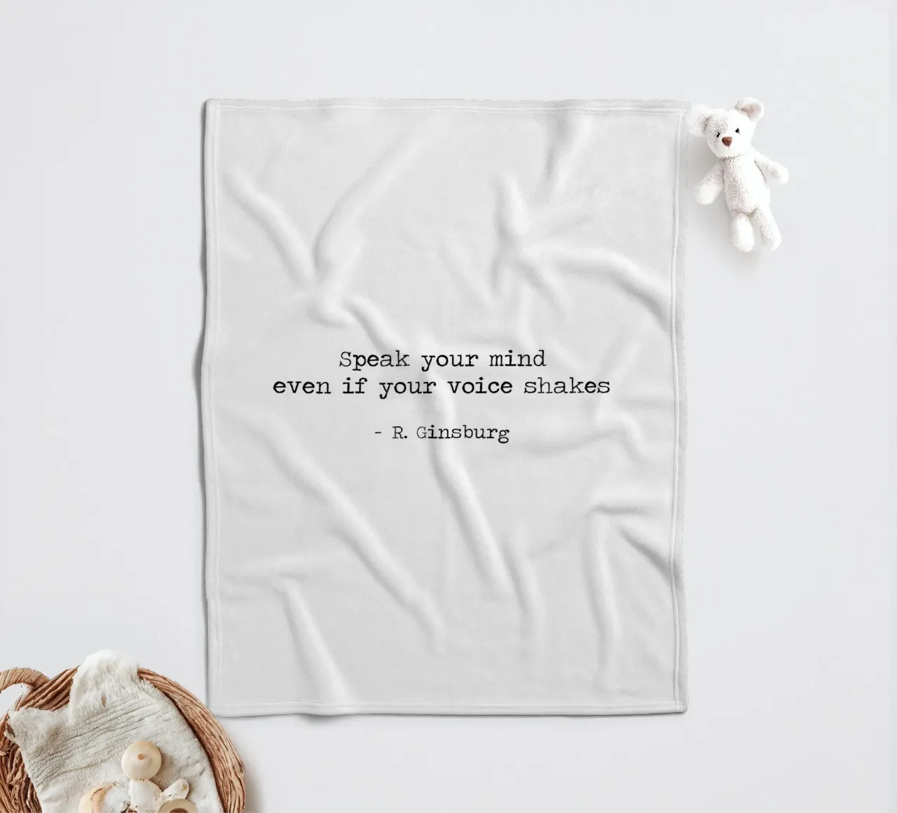 Speak Your Mind, Even if Your Voice Shakes - Ruth Ginsburg fleece blanket by Summer Soul Co. - Quotes