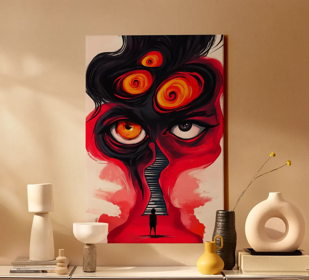 The stairway into the fiery eye of the unknown canvas by melipo-art