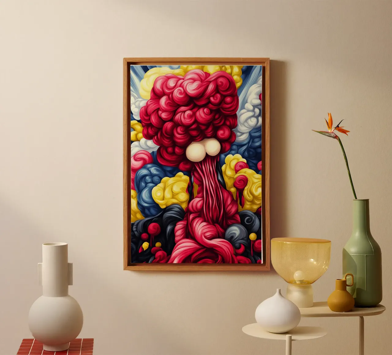 Explosion of colours in swirling movement canvas with Floater frame by melipo-art