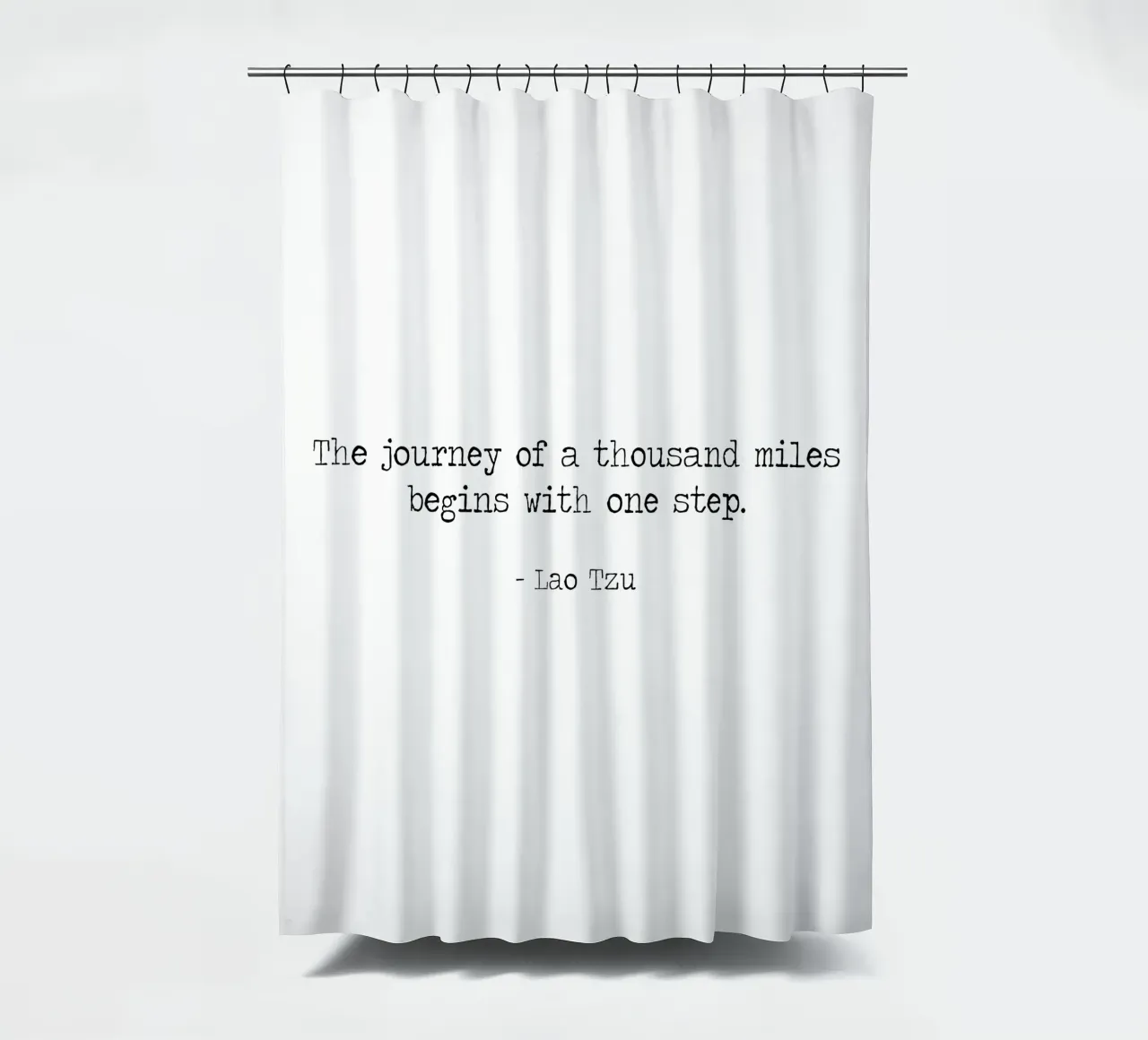 Eine Reise von tausend Meilen beginnt mit einem einzigen Schritt - Tzu Duschvorhang von Summer Soul Co. - Quotes