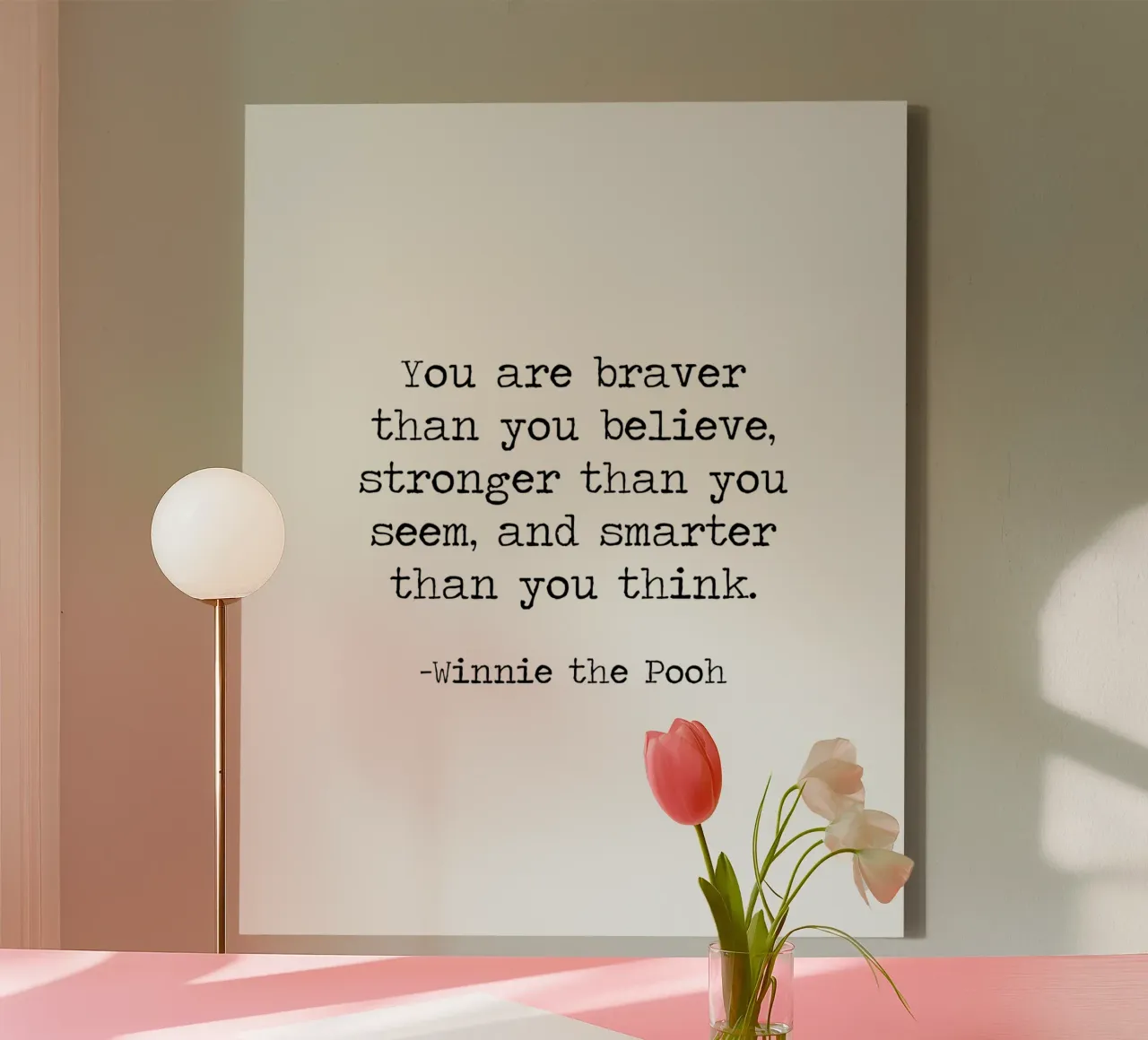 "Sei più coraggioso di quanto credi" - Citazione di Winnie The Pooh tela con Cornice a cassetta da Summer Soul Co. - Quotes