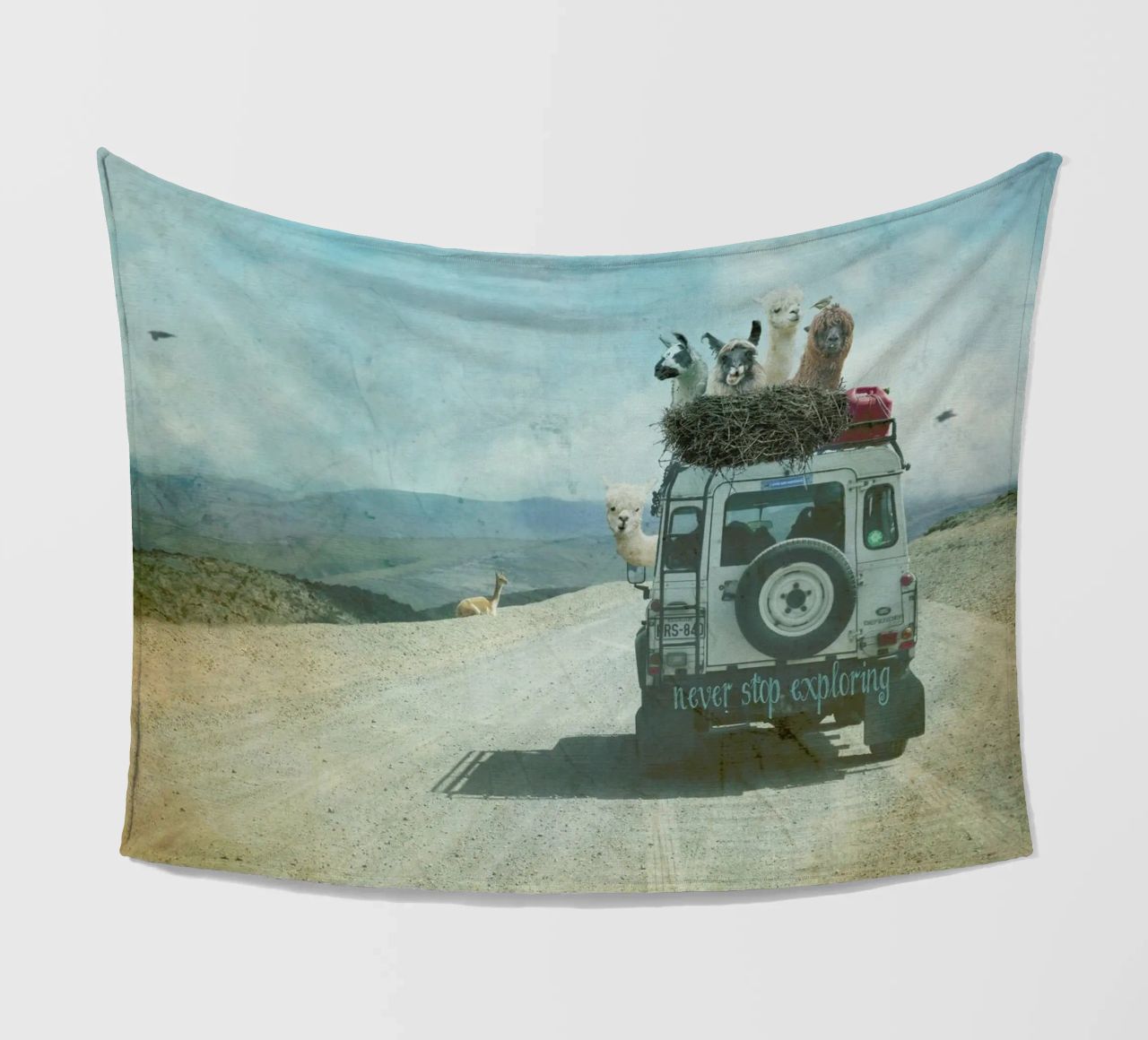 Never Stop Exploring II  - Funny Alpacas on Tour coperta in pile da Monika Strigel