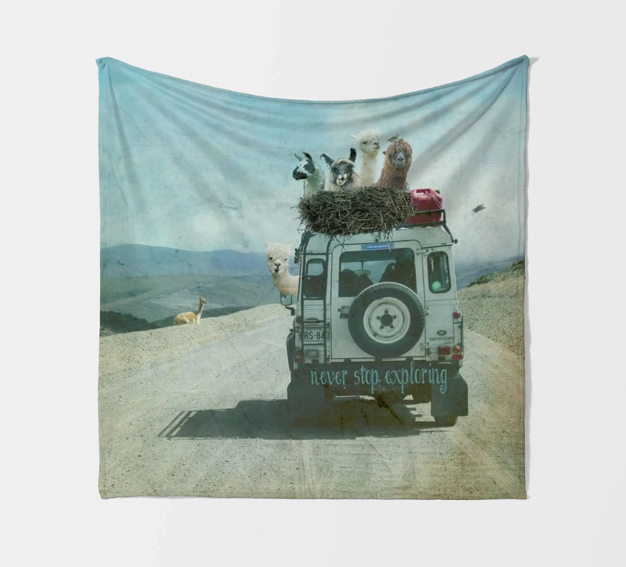 Never Stop Exploring II  - Funny Alpacas on Tour coperta in pile da Monika Strigel
