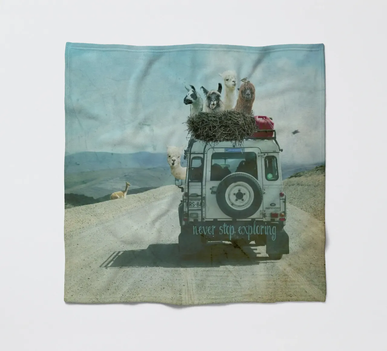 Never Stop Exploring II  - Funny Alpacas on Tour coperta in pile da Monika Strigel
