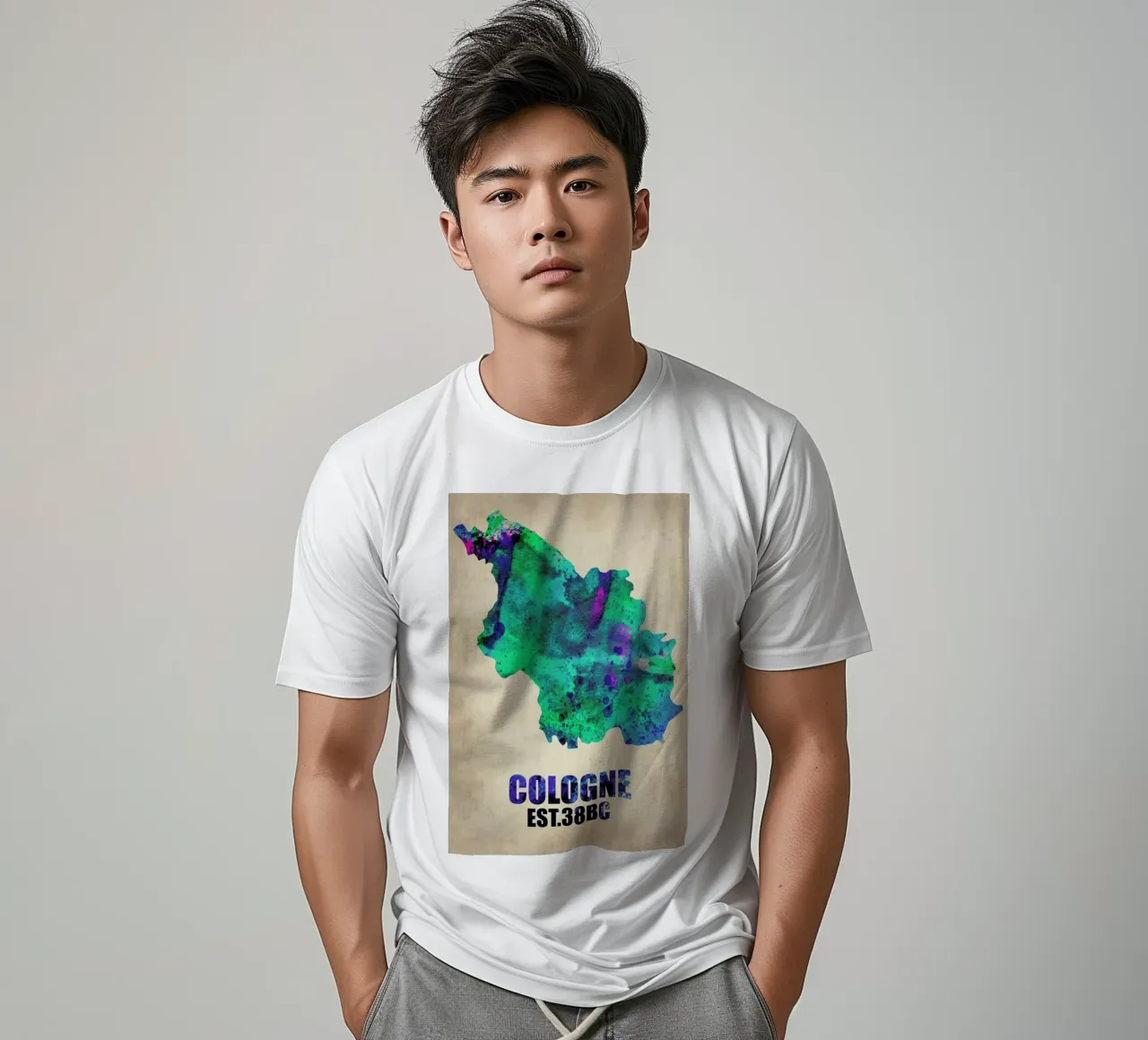 Cologne Watercolor Map t-shirt da Naxart
