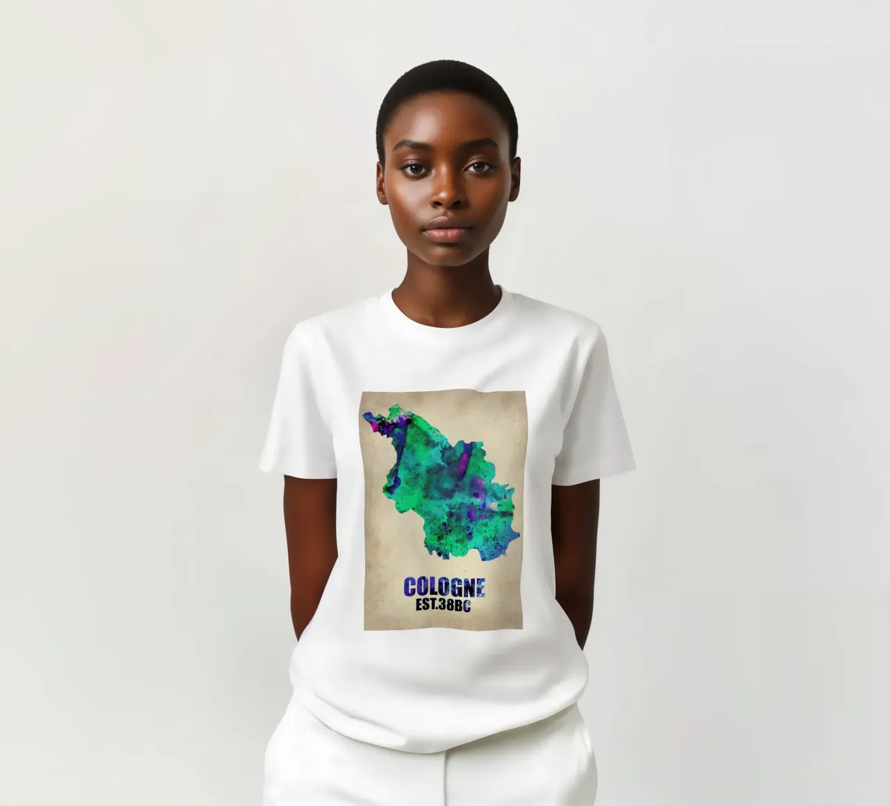 Cologne Watercolor Map t-shirt da Naxart