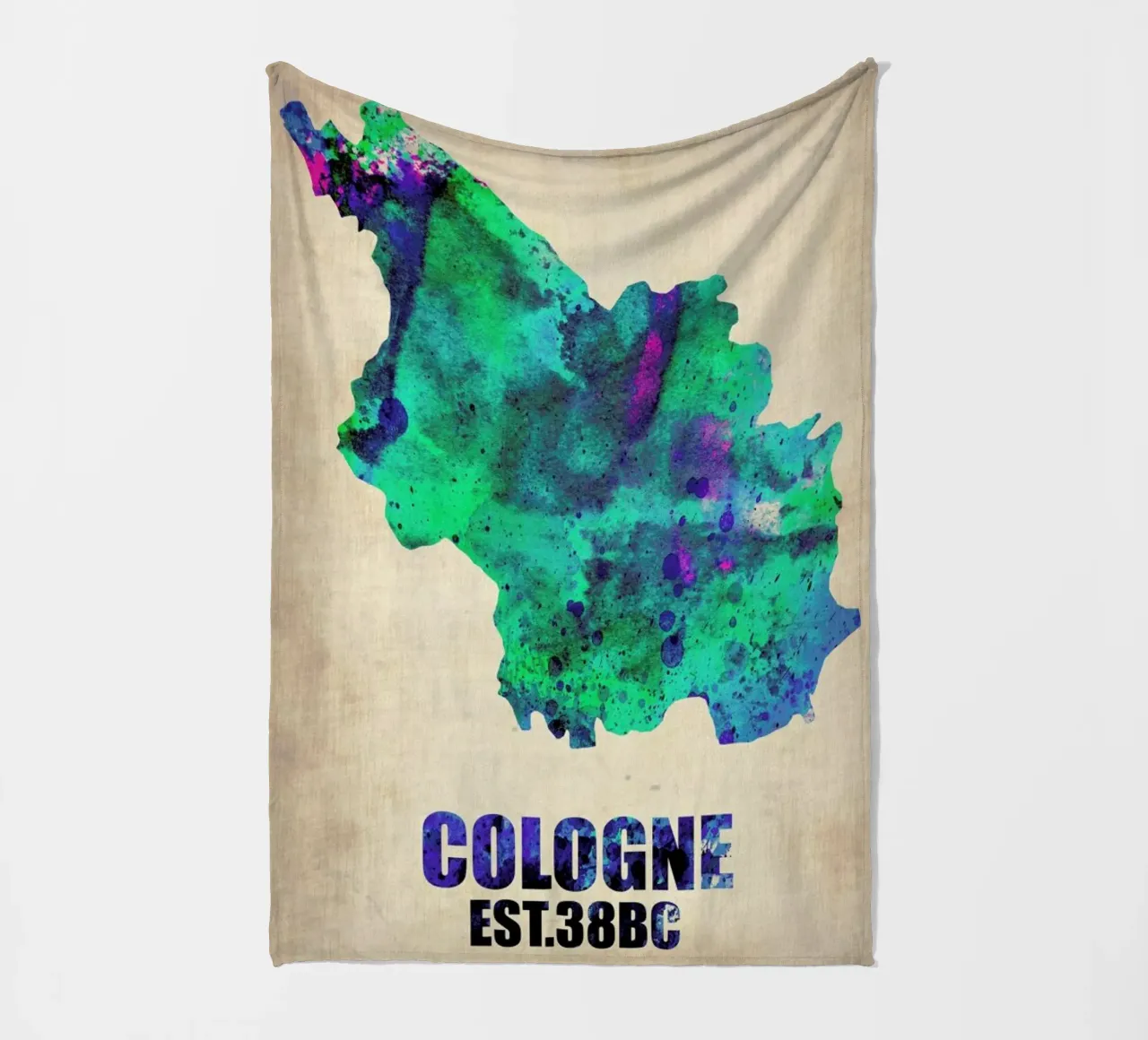Cologne Watercolor Map coperta in pile da Naxart