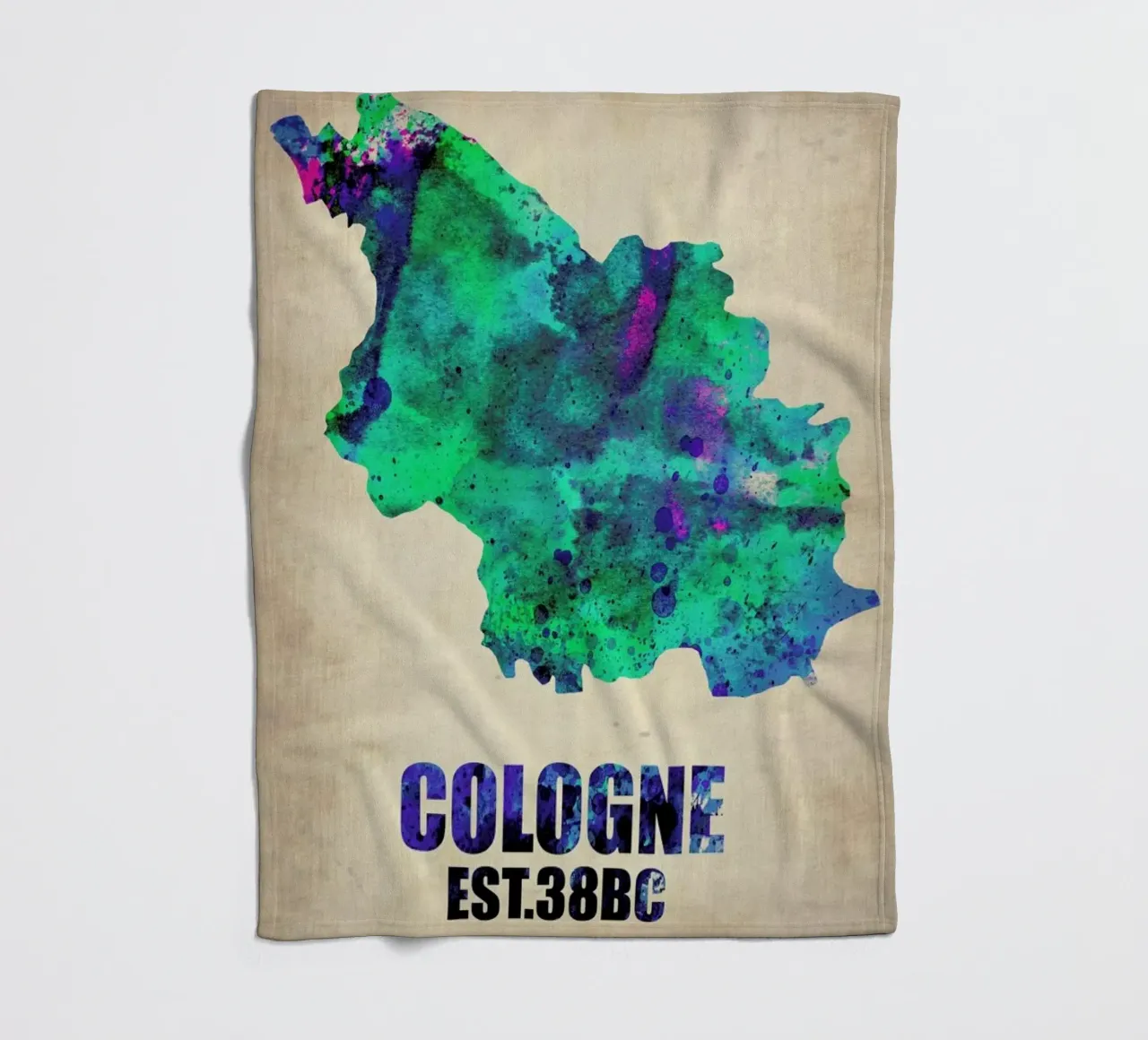 Cologne Watercolor Map coperta in pile da Naxart