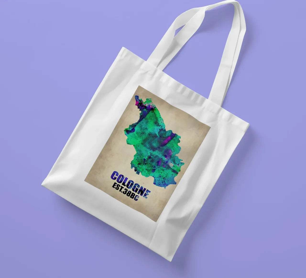 Cologne Watercolor Map tote bag by Naxart