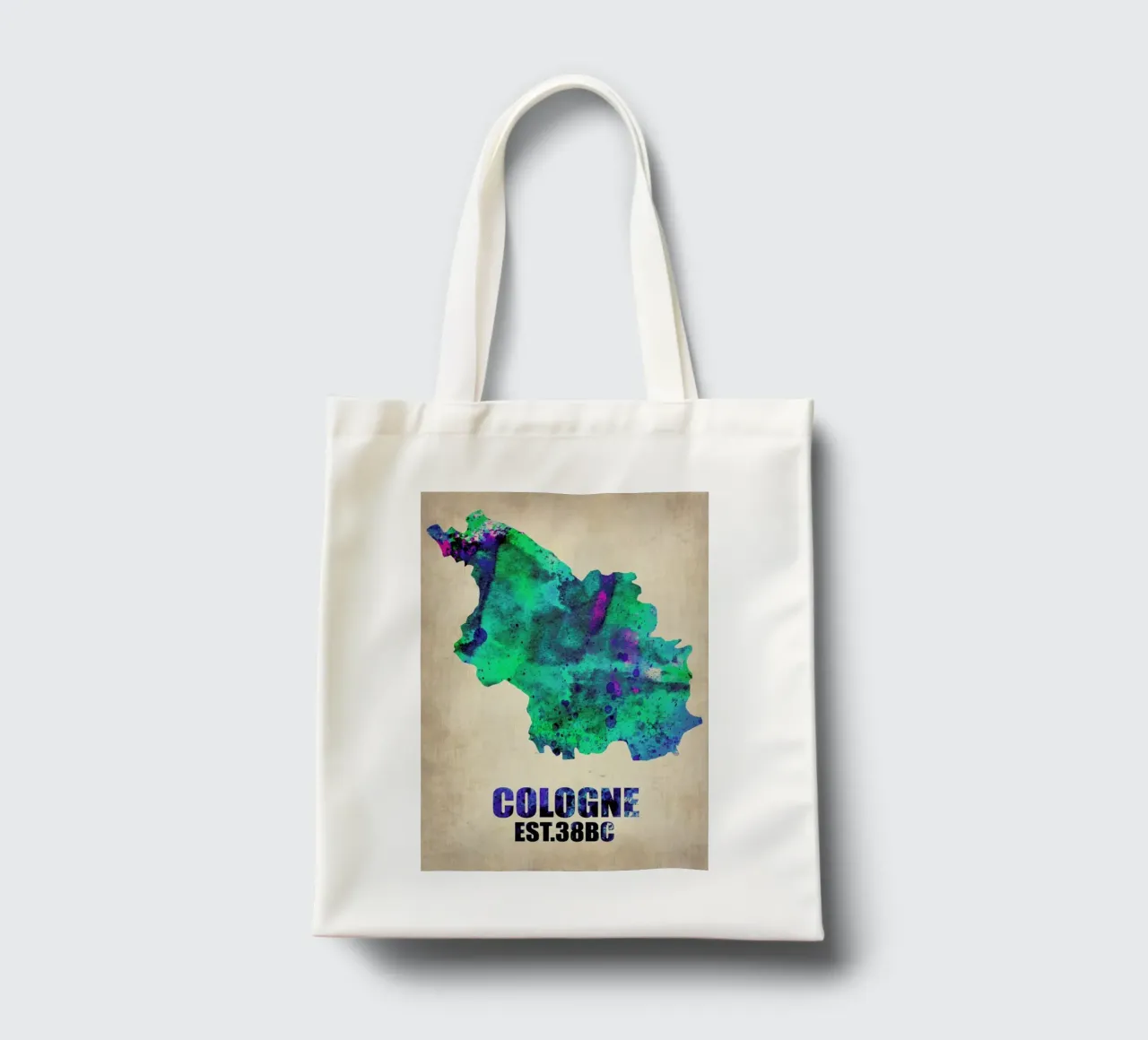 Cologne Watercolor Map tote bag by Naxart