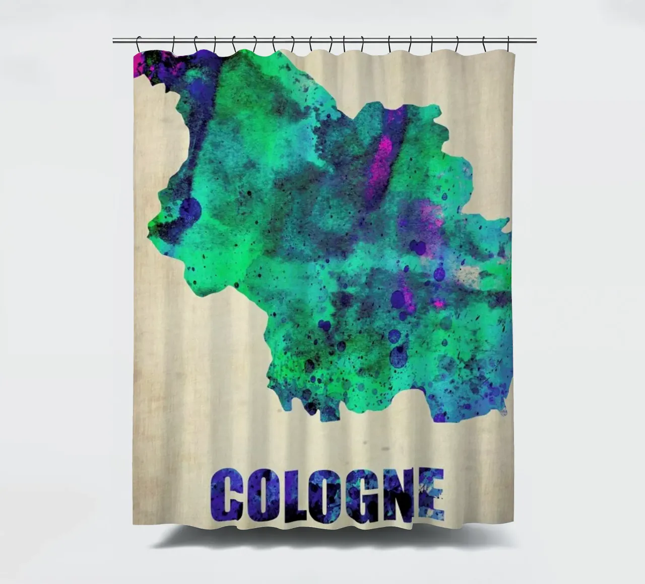 Cologne Watercolor Map tenda da doccia da Naxart