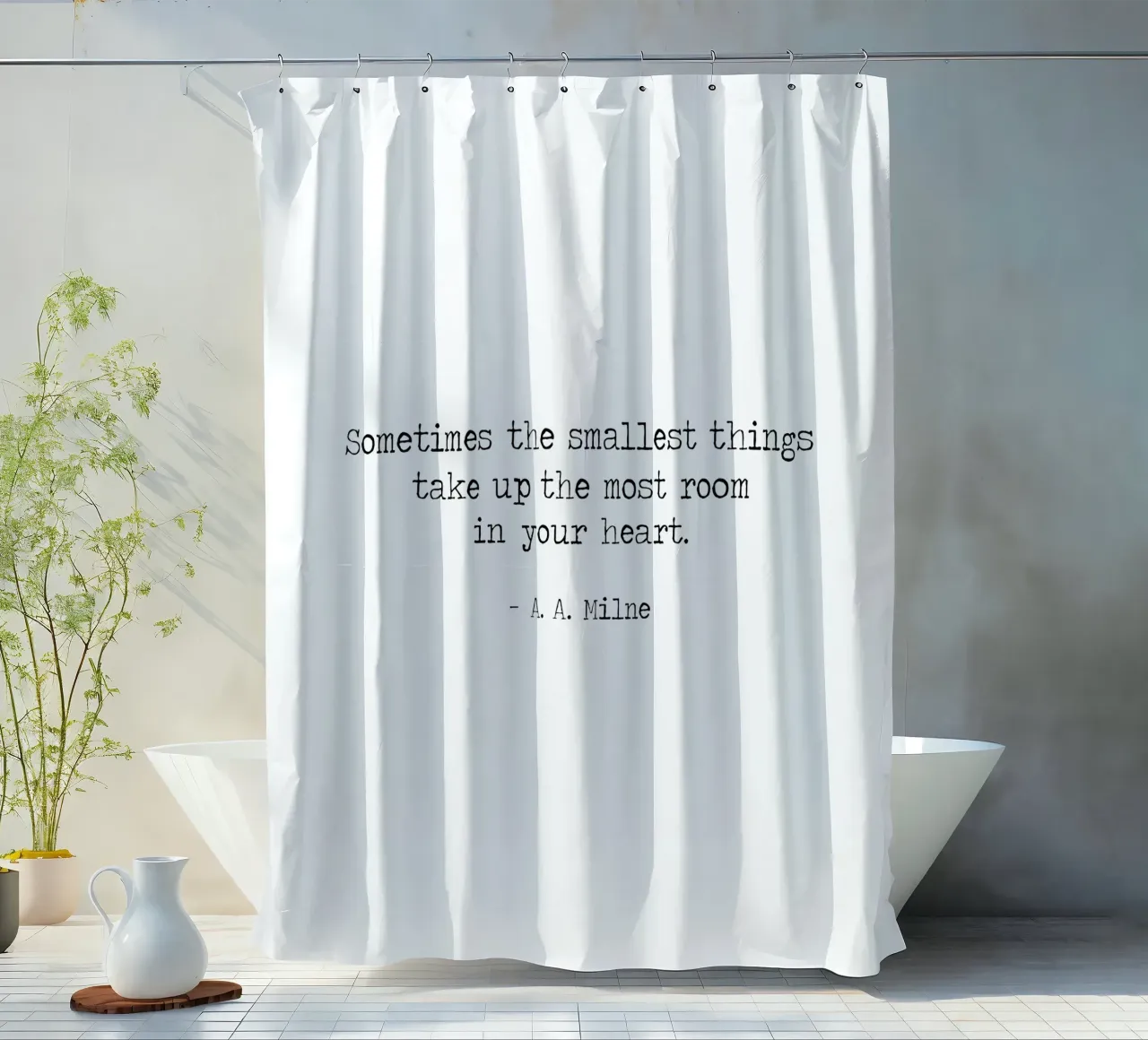 Le cose più piccole occupano più spazio nel cuore AA Milne tenda da doccia da Summer Soul Co. - Quotes