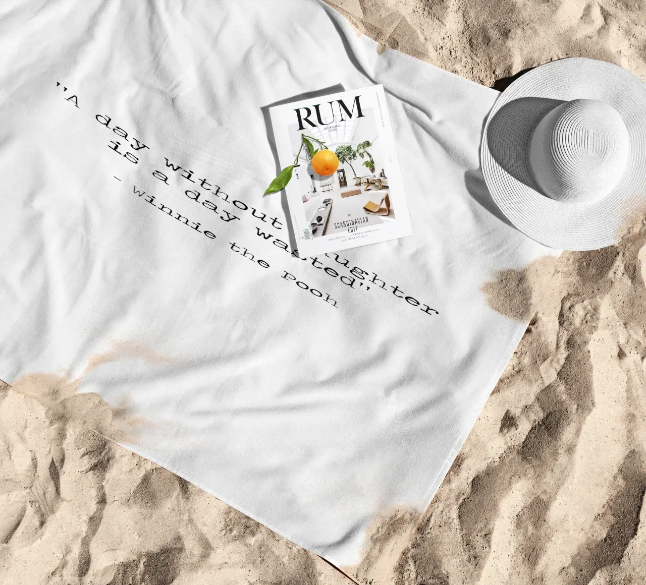 A day without laughter is a day wasted Winnie The Pooh quote beach towel by Summer Soul Co. - Quotes