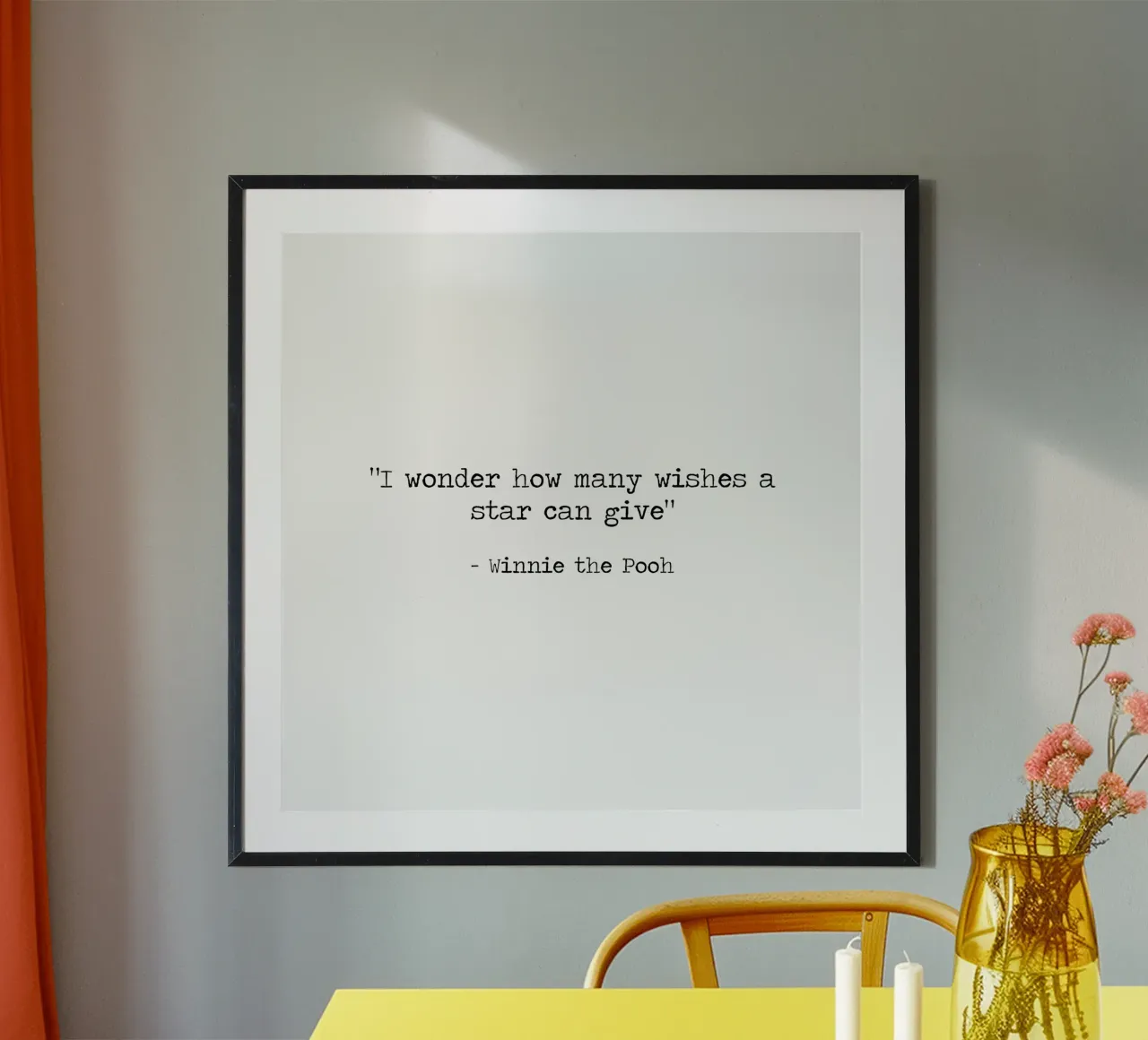 "Chissà quanti desideri può esprimere una stella" - Winnie the Pooh poster con telaio in plastica da Summer Soul Co. - Quotes
