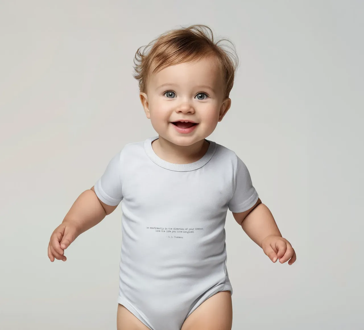 Go Confidently in the direction of your dreams Henry Thoreau short-sleeve baby romper by Summer Soul Co. - Quotes
