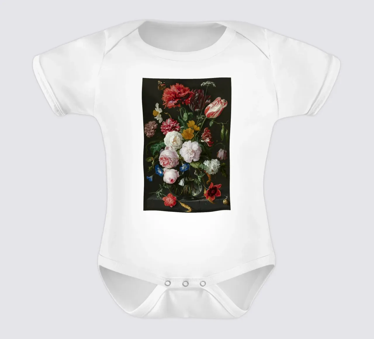 Jan Davidsz. de Heem Natura morta con fiori in un vaso di vetro body neonato maniche corte da Timeless Artworks
