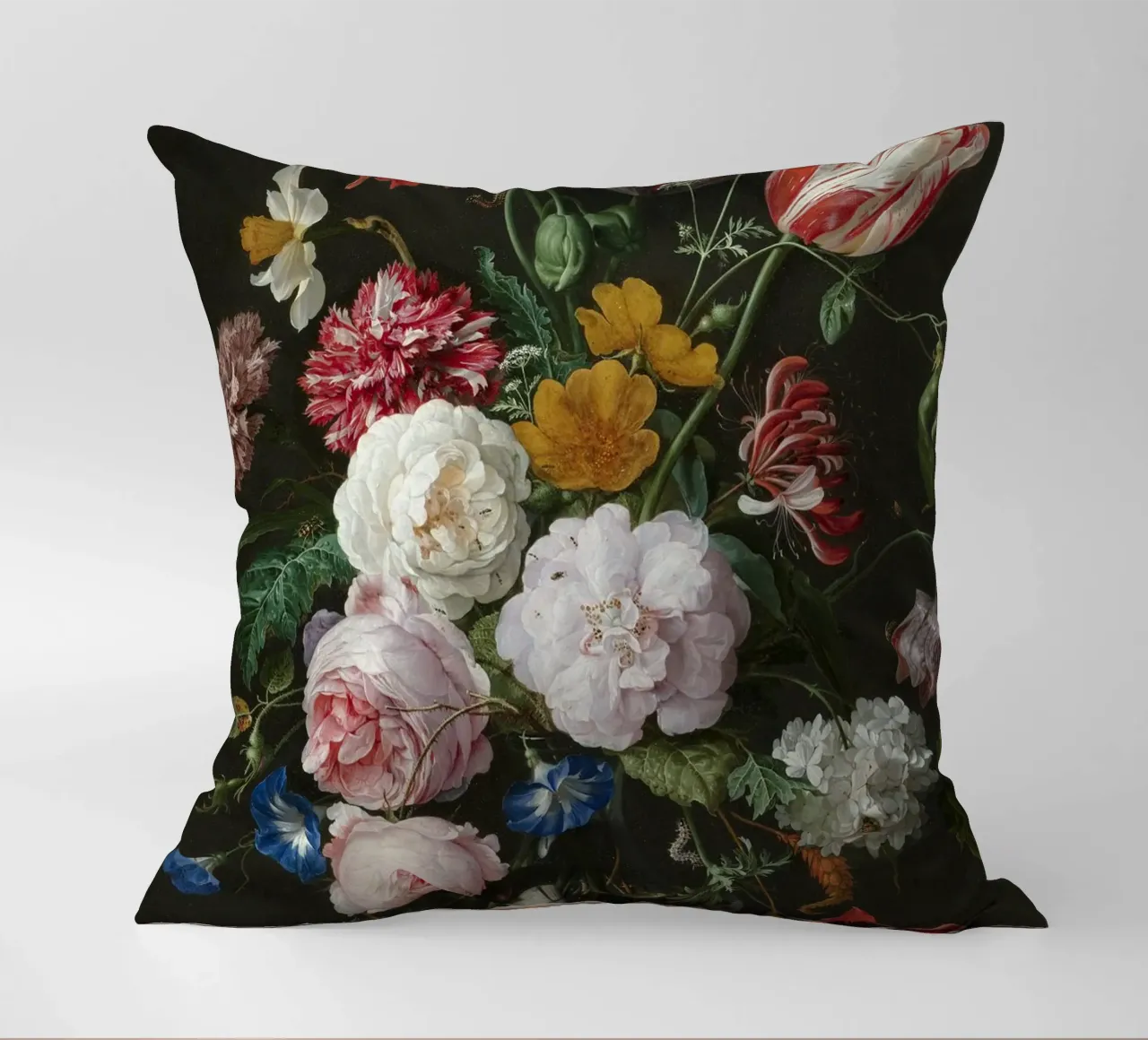 Jan Davidsz. de Heem Natura morta con fiori in un vaso di vetro cuscino da Timeless Artworks
