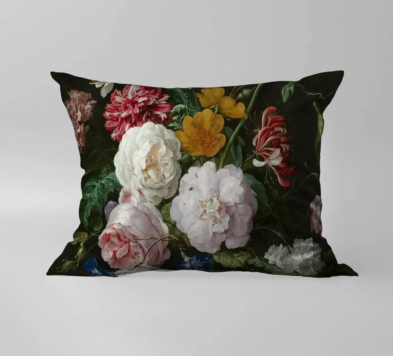 Jan Davidsz. de Heem Natura morta con fiori in un vaso di vetro cuscino da Timeless Artworks