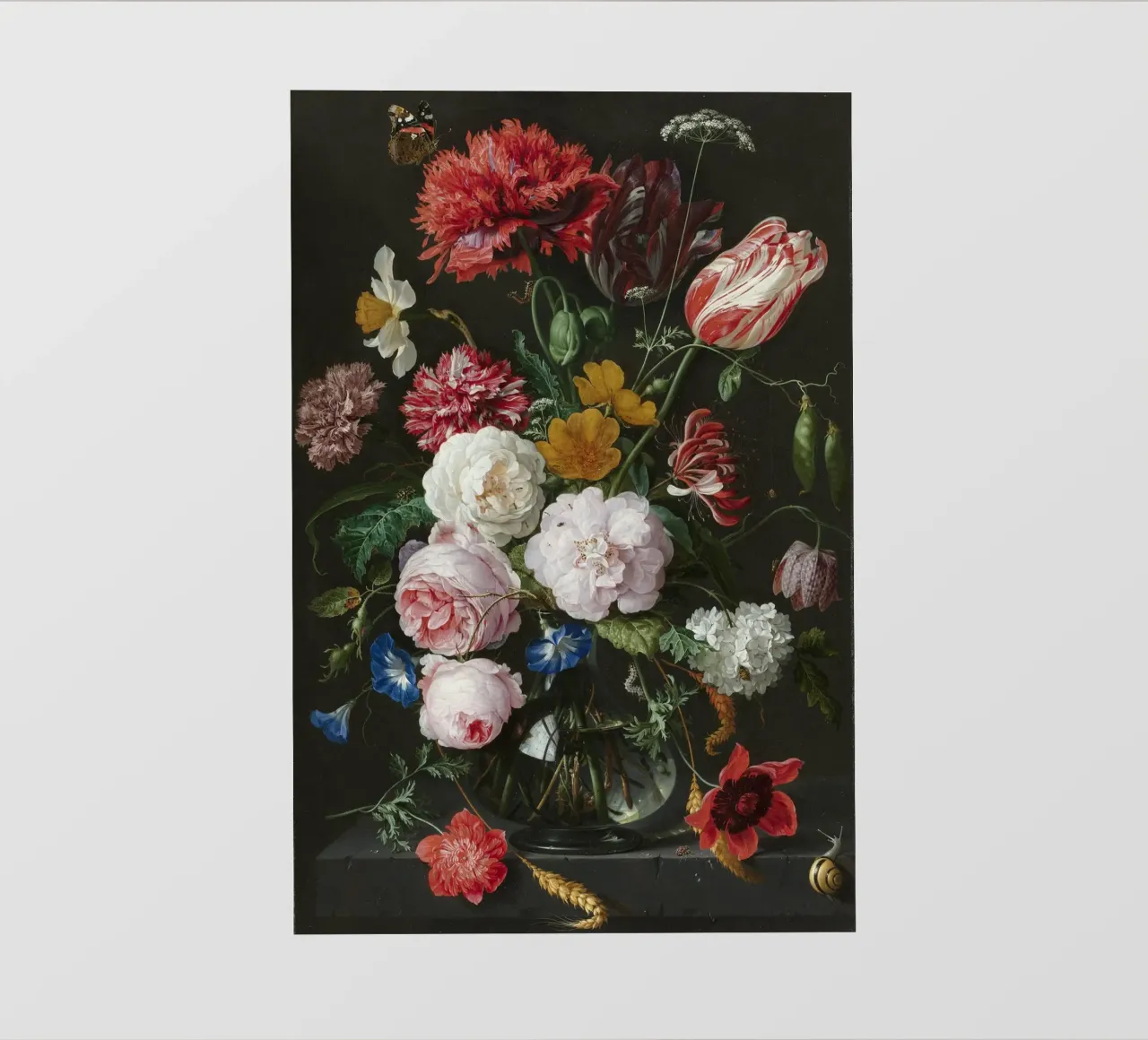 Jan Davidsz. de Heem Natura morta con fiori in un vaso di vetro pellicola backlit da Timeless Artworks
