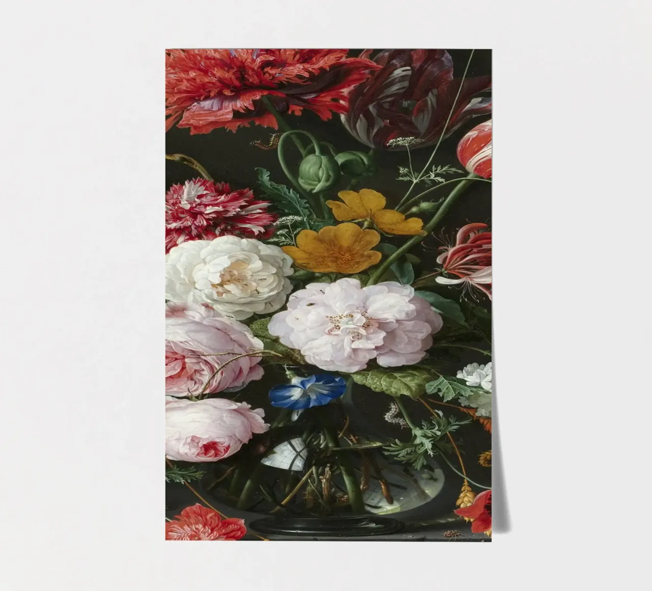 Jan Davidsz. de Heem Nature morte avec des fleurs dans un vase en verre planche autocollant de Timeless Artworks