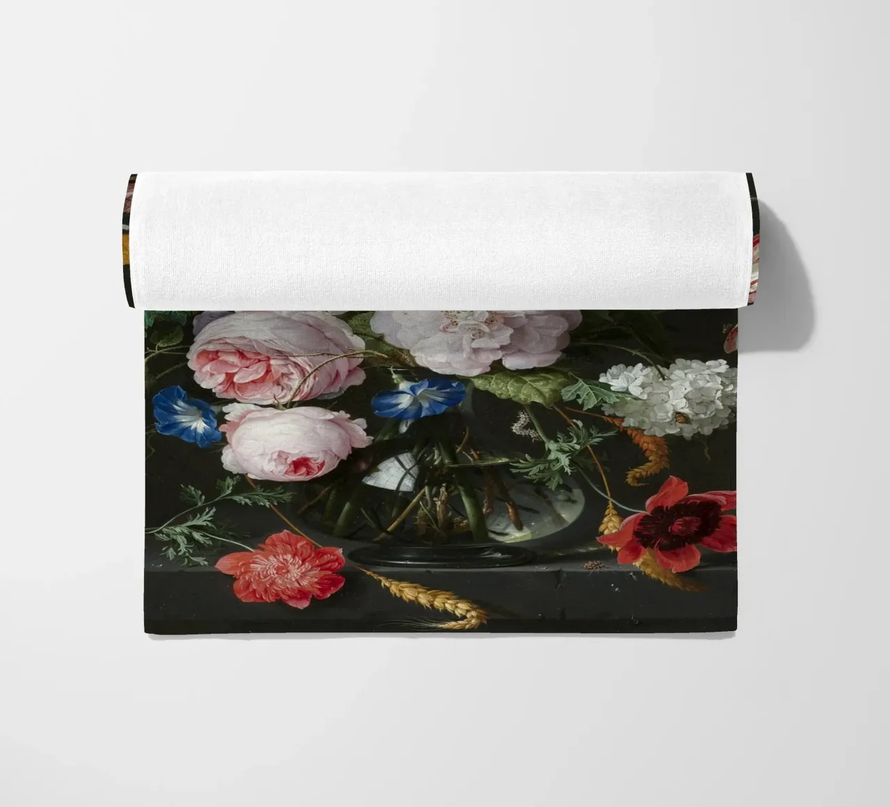 Jan Davidsz. de Heem Natura morta con fiori in un vaso di vetro telo mare da Timeless Artworks