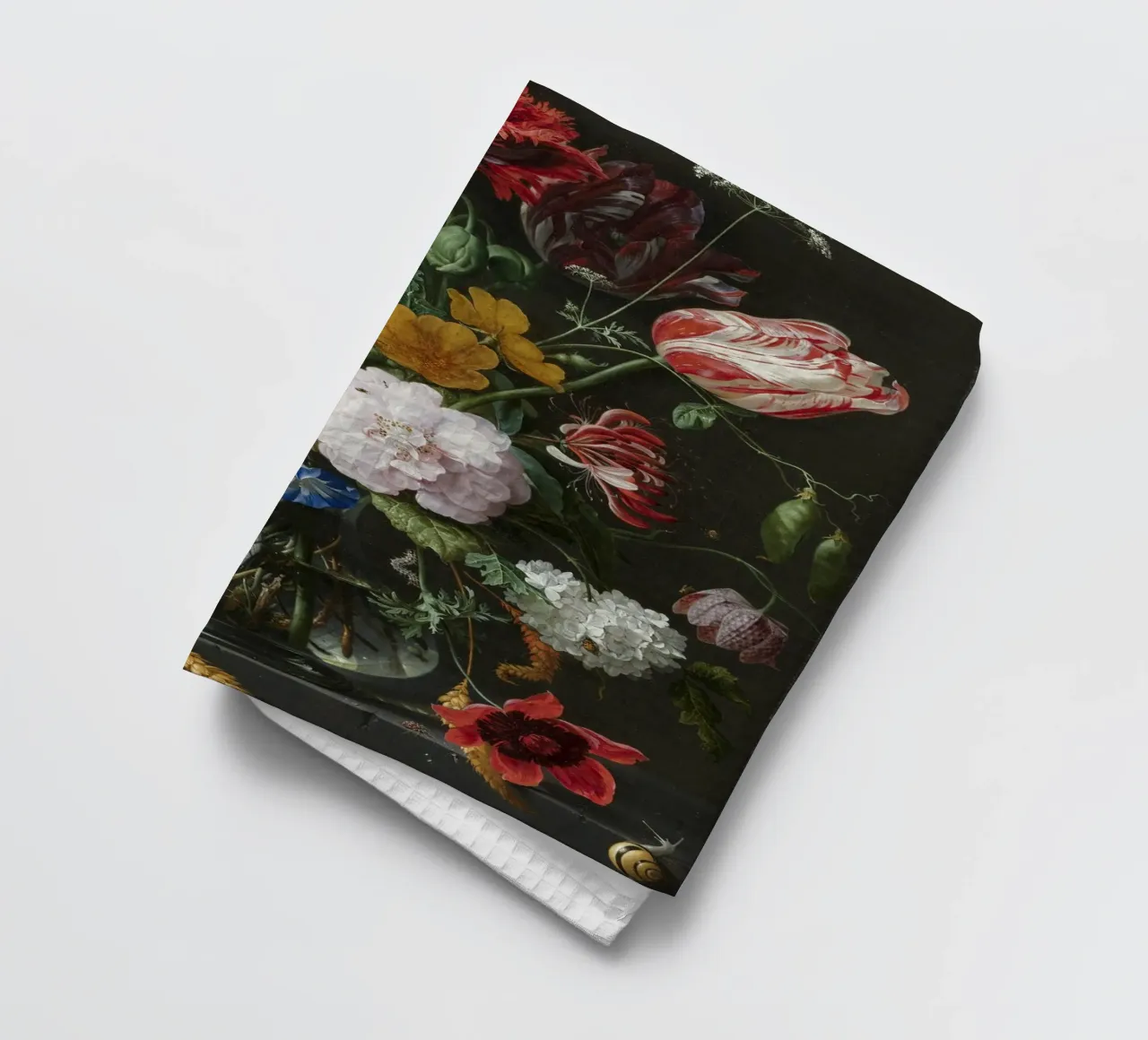 Jan Davidsz. de Heem Natura morta con fiori in un vaso di vetro canovaccio da cucina da Timeless Artworks