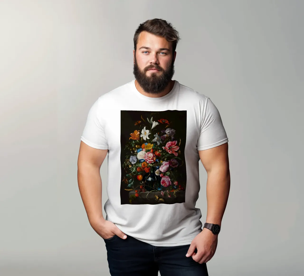 Jan Davidsz. de Heem Natura morta con fiori t-shirt da Timeless Artworks