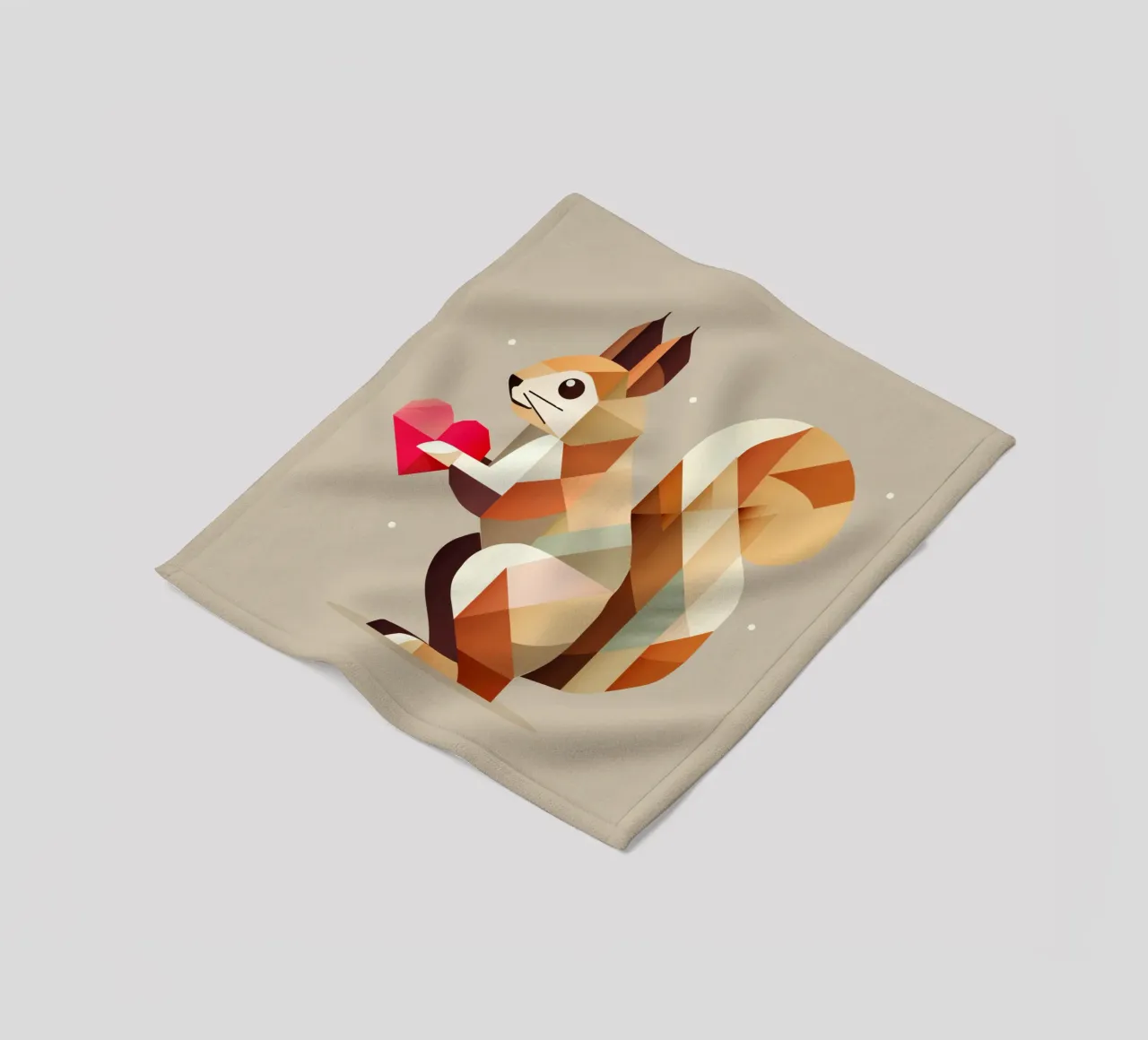 Geometric squirrel with heart - Lovely & modern fleece blanket by namosh