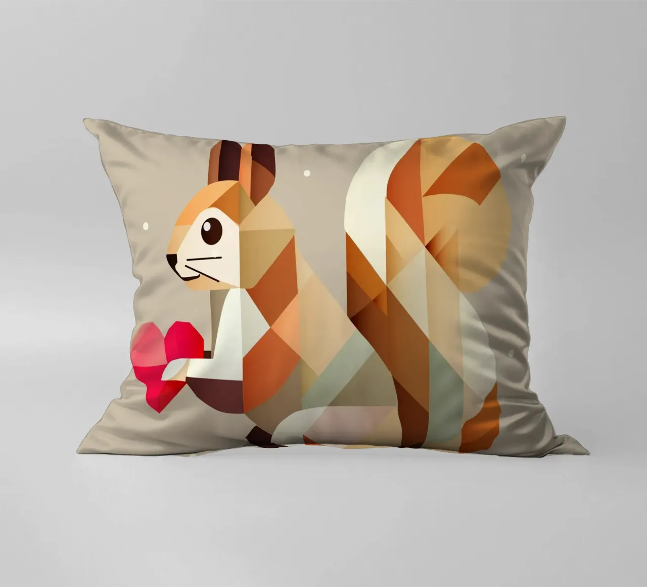 Geometric squirrel with heart - Lovely & modern decorative cushion by namosh
