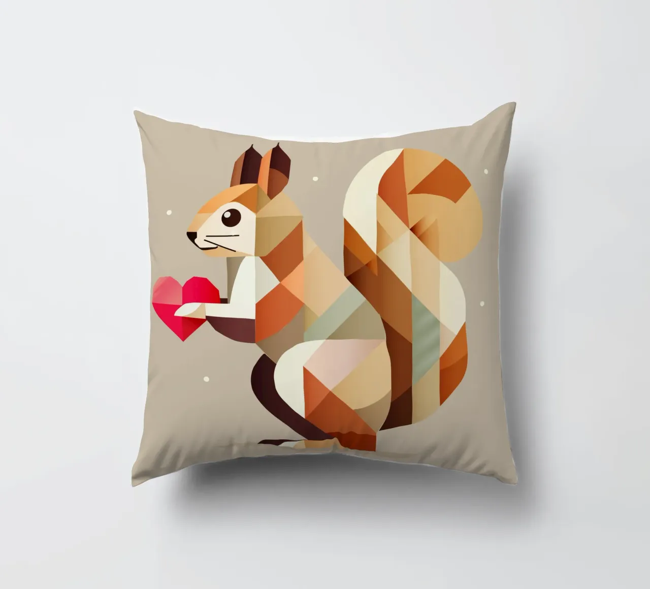 Geometric squirrel with heart - Lovely & modern decorative cushion by namosh