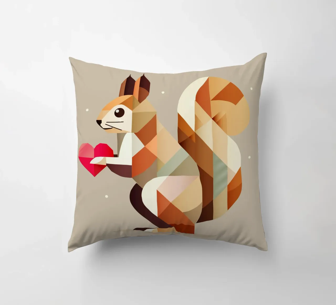 Geometric squirrel with heart - Lovely & modern decorative cushion by namosh