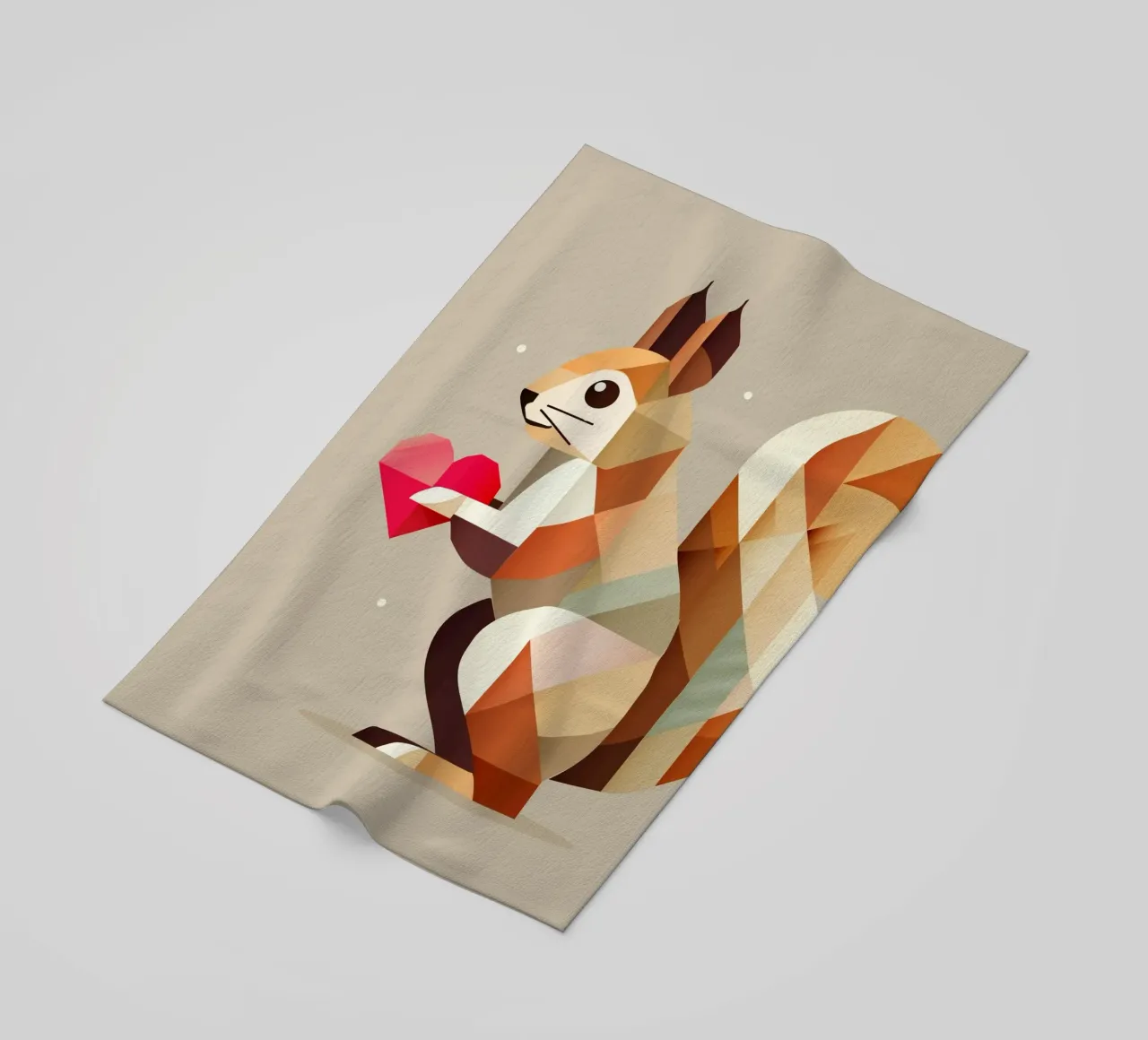Geometric squirrel with heart - Lovely & modern beach towel by namosh