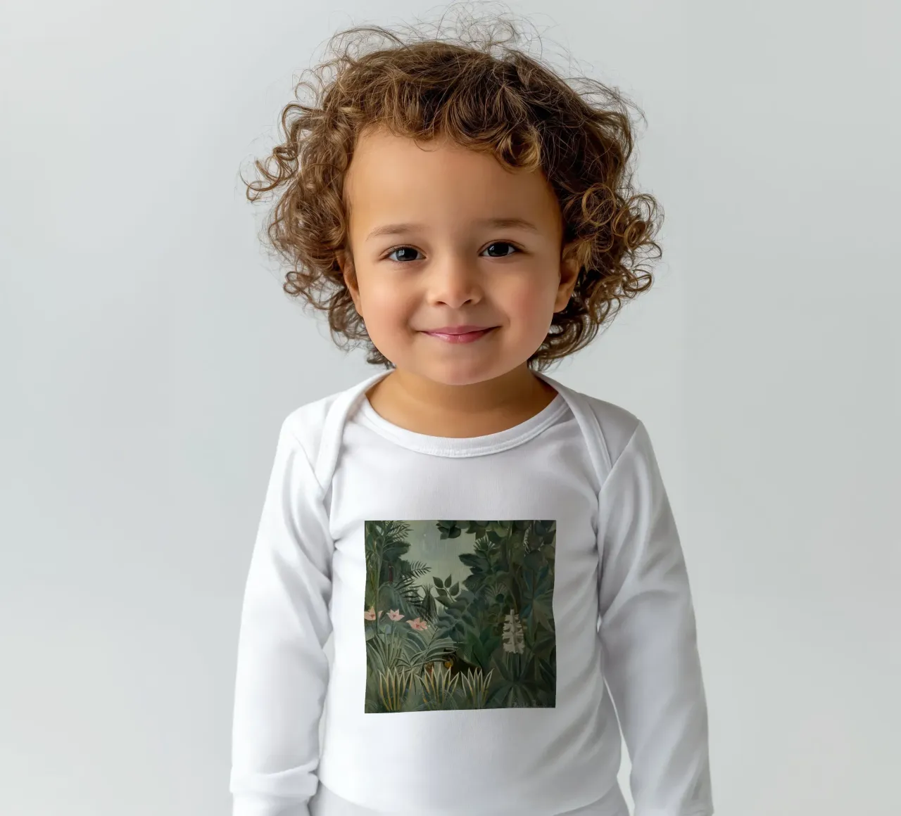 Henri Rousseau - The Equatorial Jungle long-sleeve baby romper by Timeless Artworks
