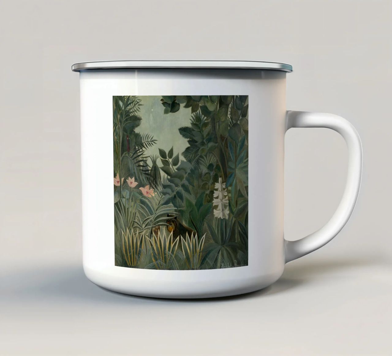 Henri Rousseau - La giungla equatoriale tazza in smalto da Timeless Artworks